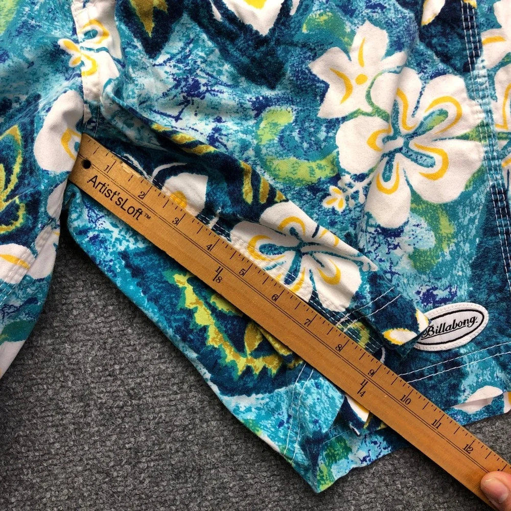 Billabong Mens Blue Tropical Hibiscus Floral Board Shorts Swim Trunks Size 29